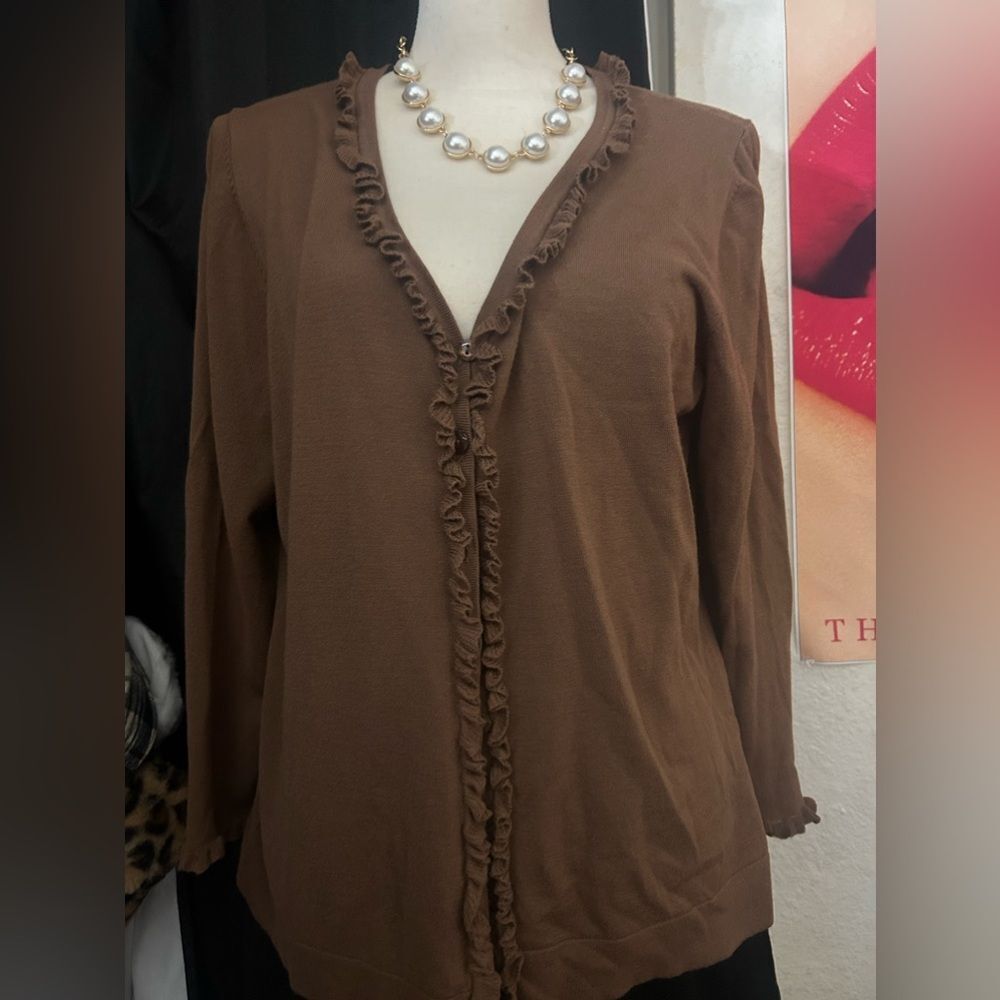 brown cardigan
